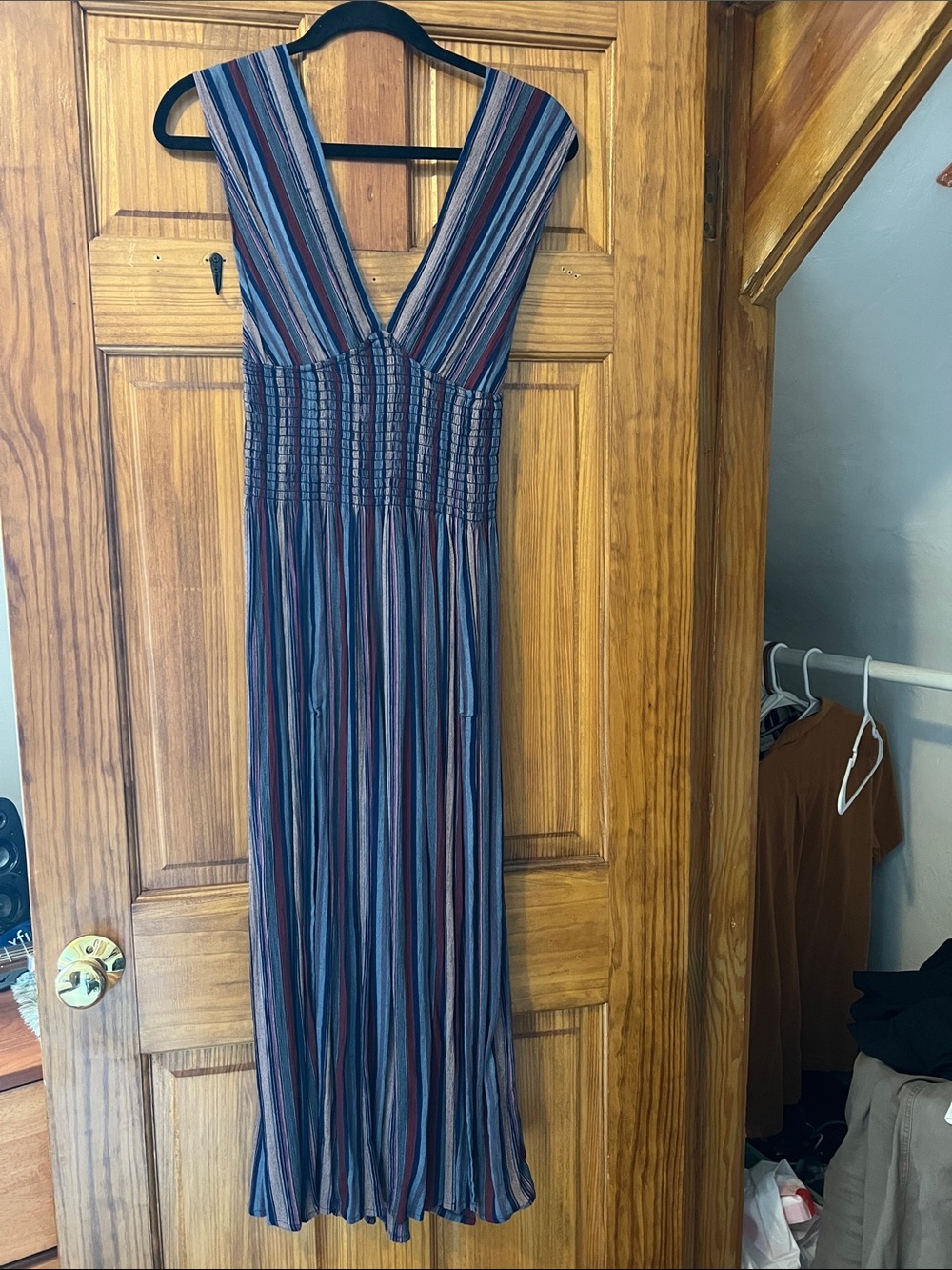 Urban Outfitters Multicolor Striped V-Neck Maxi Dress